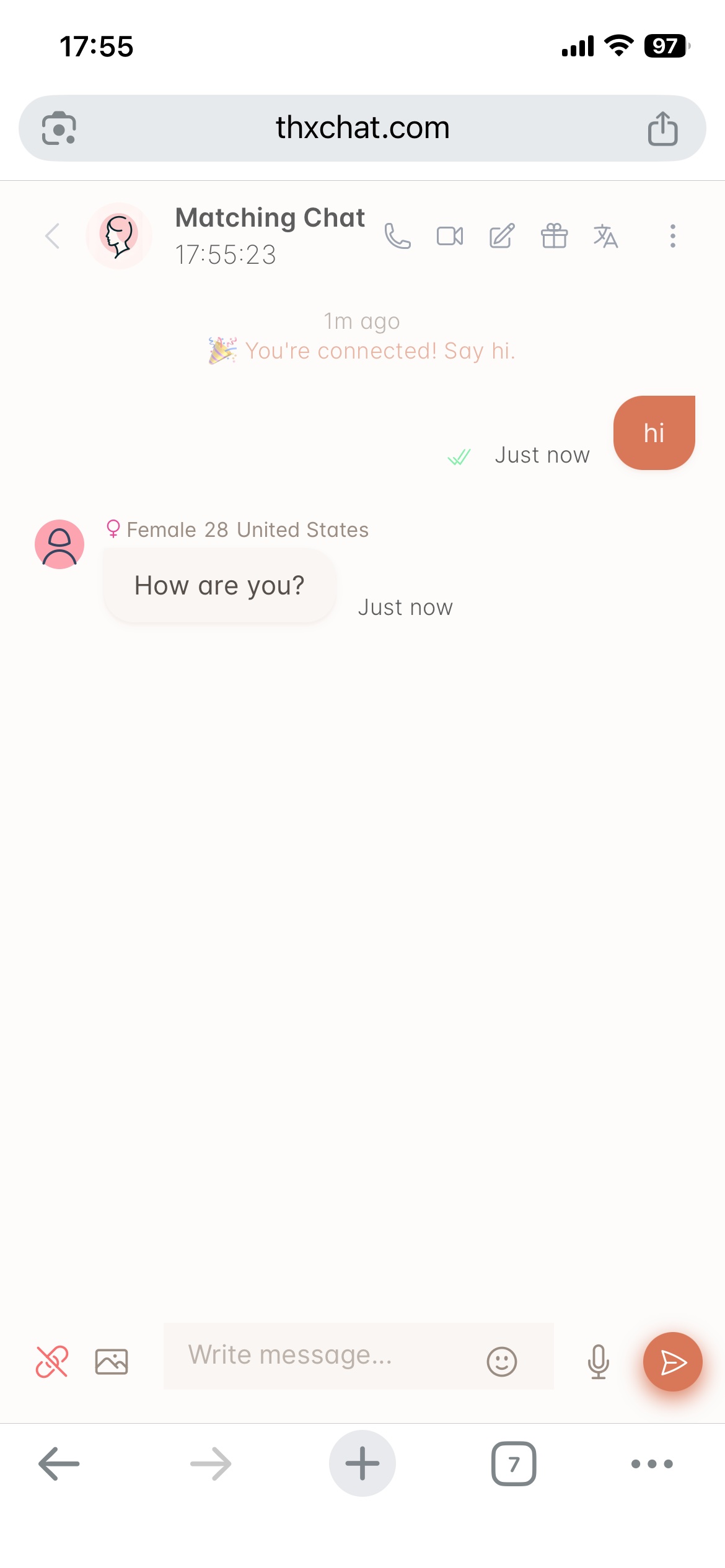 ThXChat conversation with 23-language translation